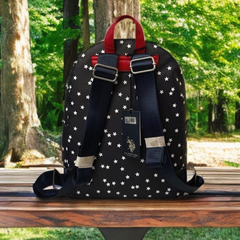 U.S. Polo Assn. Small Black and Red Star Backpack - Picture 4 of 6